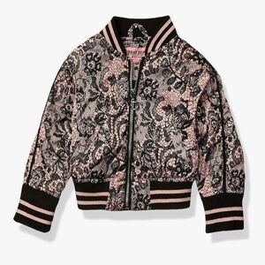 Baby Girls Sateen Lace Print Bomber Jacket Size 24M